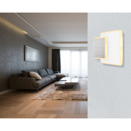 Nástenné svietidlo, kov biely nikel, akryl opál, otočná menšia kocka, ŠxV:170x200, H:55, vrátane 1xL 8