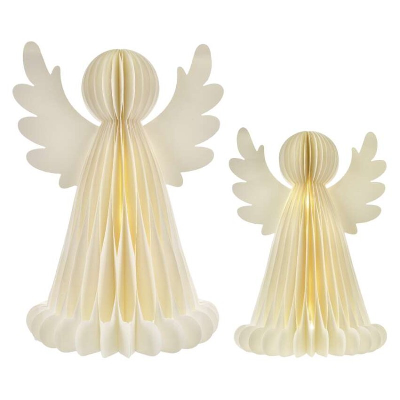 Vianočné papierové anjeli so stojanom, 2 ks, 28/38 cm, vnútorné 1