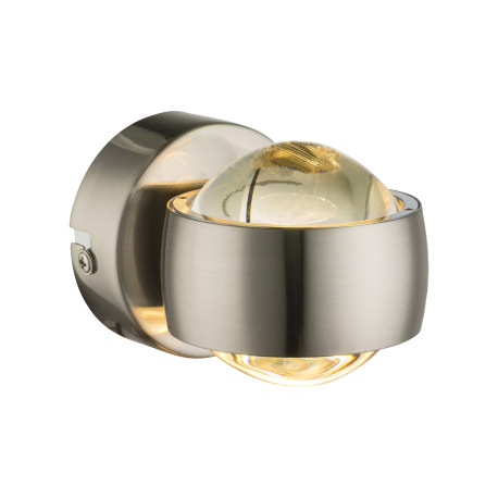 Nástenné svietidlo, nikel matný, priehľadné sklo, Š:75, H:100, vrátane 2xLED 3W 230V, 210lm, 3000K.