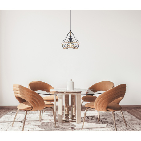 Závesné svietidlo, kov čierny, lano hnedé, Ø380, V:1500, bez žiarovky 1xE27, max. 60W 230V 1