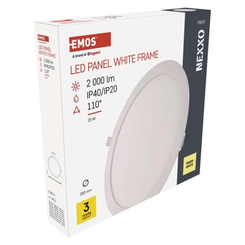 LED vstavané svietidlo NEXXO, kruhové, biely, 25W, teplá biela 7