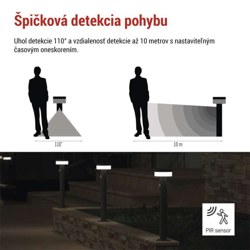 LED záhradné solárne stĺpikové svietidlo TERION, senzor súmraku, 12,5 x 12,5 x 50 cm 4