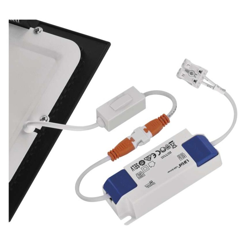 LED vstavané svietidlo NEXXO, štvorec, čierne, 12W, CCT 10