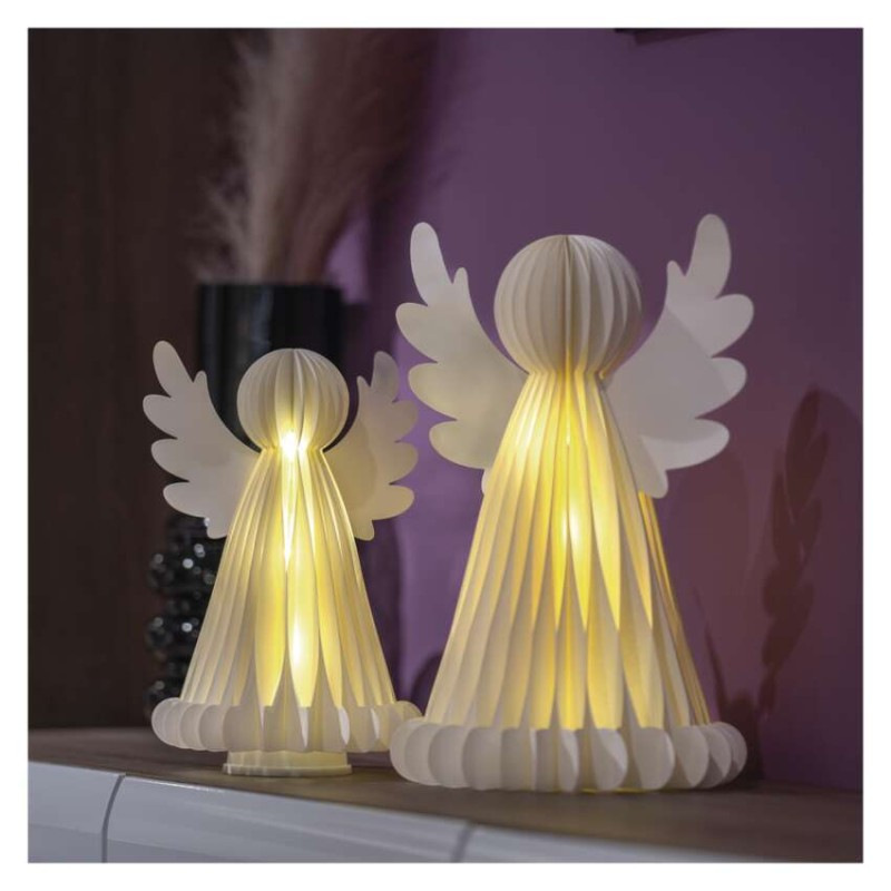 Vianočné papierové anjeli so stojanom, 2 ks, 28/38 cm, vnútorné 5