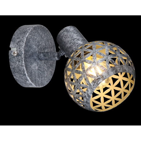 Nástenné svietidlo, kov sivý antik, tienidlo ručne maľované, tienidlo s dekoratívnym dierovaním, ŠxV 8