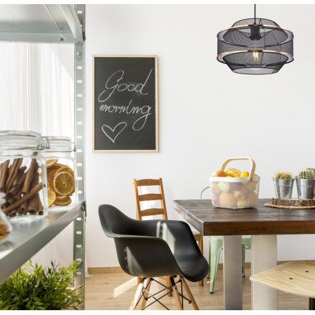 Závesné svietidlo, kov čierny a zlatý, Ø350, V:1500, bez žiarovky 1xE27, max. 60W 230V 1