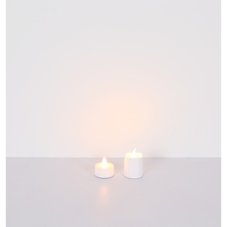 Dekoratívne svietidlo, plast biely/satinovaný, vypínač, efekt ohňa, vrátane bat. 1xCR2032 210mAh, sa 15