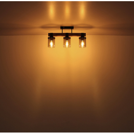 Nástenné svietidlo kov čierny matný, drevo tmavohnedé, sklo dymové, ŠxV: 100x225mm, H: 170mm, bez ži 4