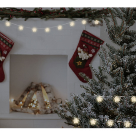 LED svetelná reťaz, kov strieborný, akryl satinovaný, vzdialenosť medzi svetielkami 10cm, napájací k 3