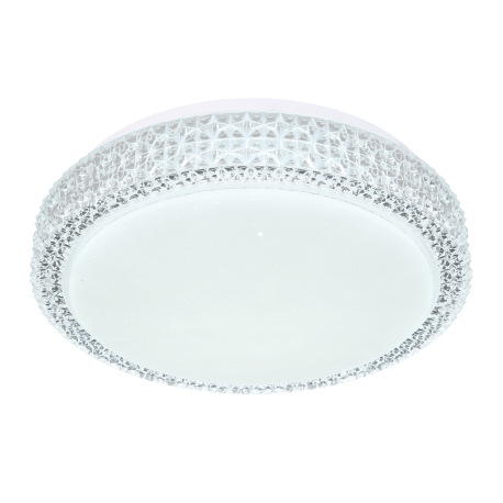 Stropné svietidlo, kov biely, akryl biely, priehľadné plastové krištále, zmena farby svetla pomocou 14