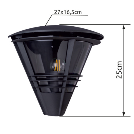 Vonkajšie svietidlo, hliník antracit, plast priehľadný, IP44, ŠxV:270x250, H:165, bez žiarovky 1xE27 7