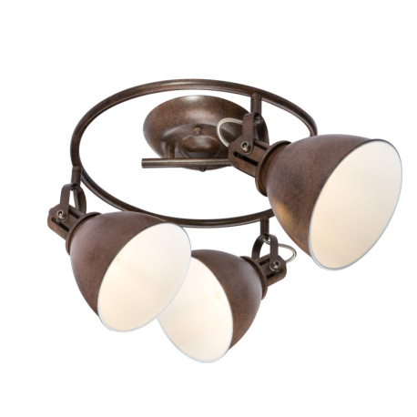 Stropné svietidlo, kov, imitácia hrdze, biela, Ø 610, V: 210, bez žiaroviek 3xE14, max. 40W 230V.