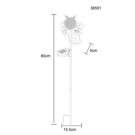 Solárne svietidlo, kov biely/žltý/čierny matný, plast čierny matný, vypínač, batéria súčasťou baleni 20