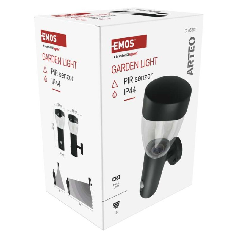 Záhradné nástenné svietidlo ARTEO, senzor súmraku, 16,4 x 12 x 29,5 cm, 1 x E27, 15 W 13