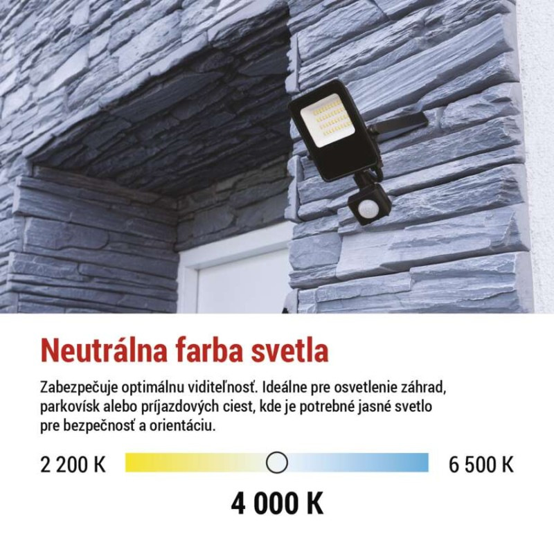 LED reflektor VISIO s pohybovým čidlom, 20 W, neutrálna biela, čierný 10