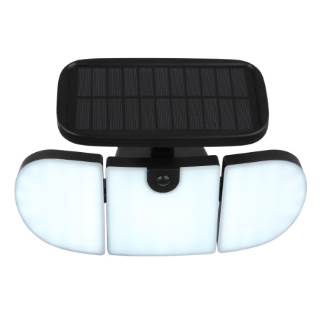 Solárne svietidlo, plast čierny, polykarbonát biely, vypínač, nastaviteľné, vrátane batérií CR18650 3