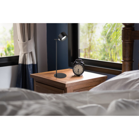 Nabíjateľná stolová lampa kov čierny, dotykový stmievač, pamäťová funkcia, bez adaptéra, bat CR18650 1