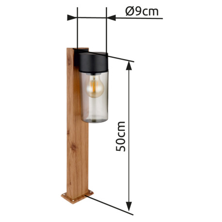 Vonkajšie svetlo nerezová oceľ imitácia dreva, nerezová oceľ čierna matná, sklo dymové, smer svetla: 10