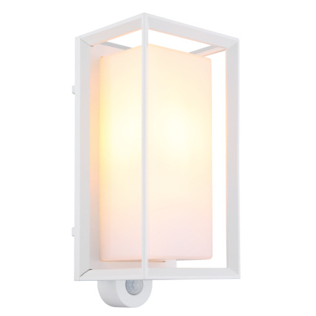 Vonkajšie svietidlo, matný biely hliník, plast so satinovanou úpravou, so senzorom, IP44, ŠxV: 130x2 6