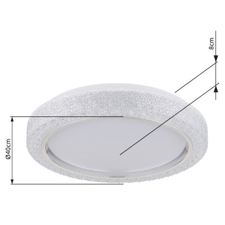Stropné svietidlo, biely kov, plast biely, chrómový krúžok, číre plastové krištále, ø: 400 mm, V: 80 8