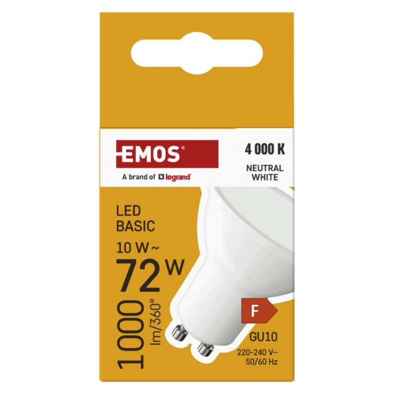 LED žiarovka Basic MR16 biela/ GU10 / 10 W (72 W) / 1000 lm / Neutrálna biela 5