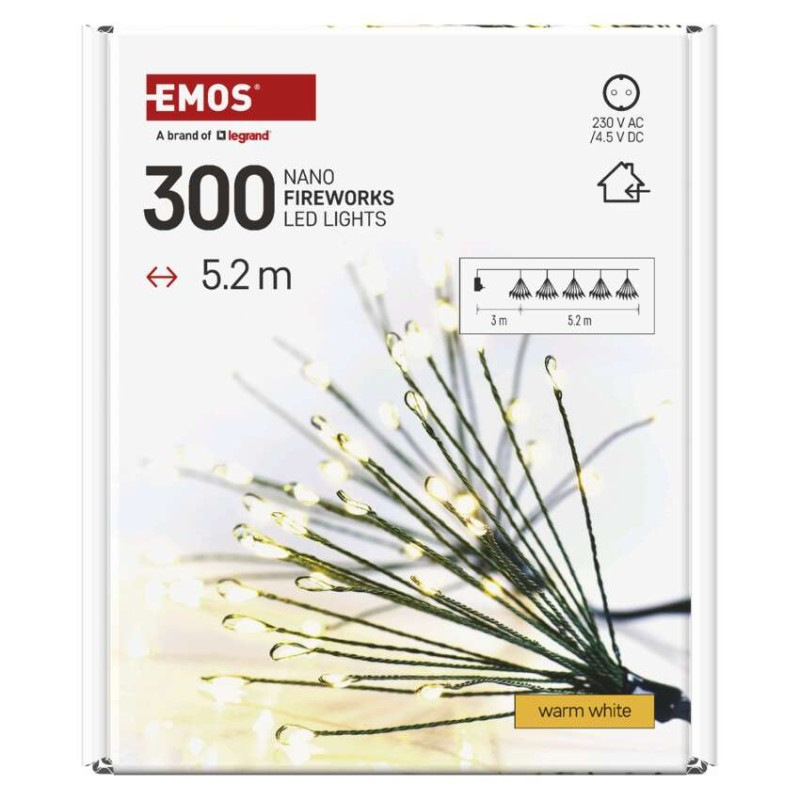 LED svetelná reťaz – svietiace trsy, nano, 5,2 m, vnútorná, teplá biela, časovač 7