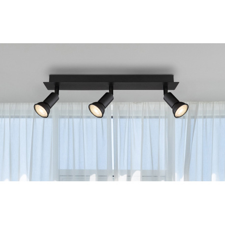Stropné svietidlo kov čierny matný, DxŠxV: 400x60x90mm, bez žiaroviek 3xGU10 35W 230V 9
