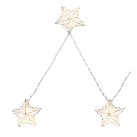 LED svetelná reťaz, kov strieborný, akryl satinovaný, vzdialenosť medzi svetielkami 10cm, napájací k 5