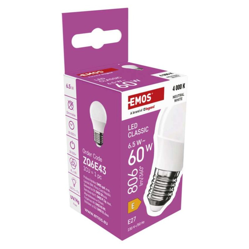 LED žiarovka Classic Mini Globe / E27 / 6,5 W (60 W) / 806 lm / Neutrálna biela 6