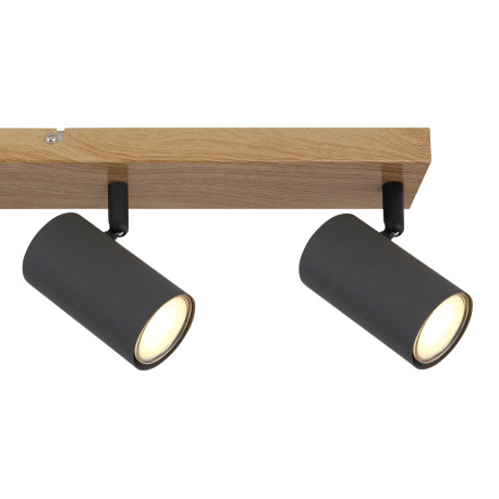 Stropné svietidlo, kov grafit/čierny/vzhľad dreva, DxŠxV:560x60x120mm, bez žiaroviek 4x GU10, max. 3 15