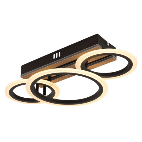 Stropné svietidlo, kov čierny matný, MDF s tmavým dreveným efektom, plast biely, niekoľko úrovní pom 15