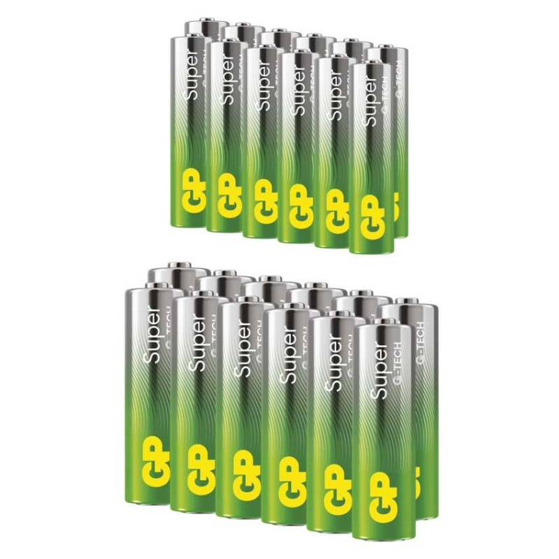 GP alkalická batéria SUPER AA 12 + AAA 12 + LED reťaz BL 1