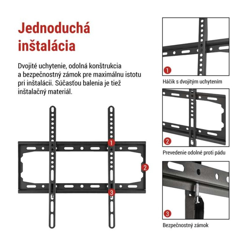 Pevný nástenný TV držiak 26-60" (65–152 cm) 2
