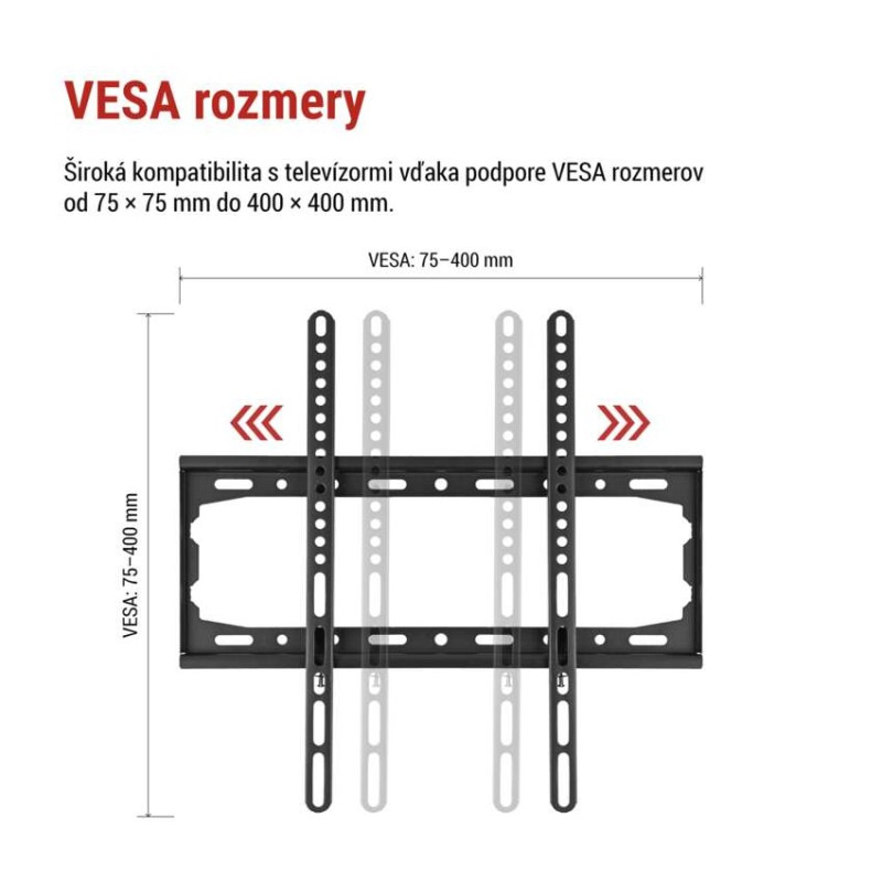 Pevný nástenný TV držiak 26-60" (65–152 cm) 3