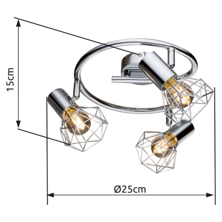 Stropné svietidlo, kov chróm, Ø 250, V:150, bez žiaroviek 3xE14, max. 40W 230V. 5
