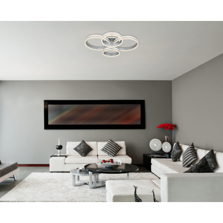 Stropné svietidlo kov sivý, akryl biely, stmievateľné, niekoľko úrovní cez nástenný spínač, pamäťová 1