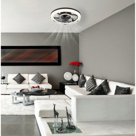 Stropný ventilátor, plast čierny, akryl čierny/číry/dymový, stmievateľný, niekoľko úrovní prostrední 1