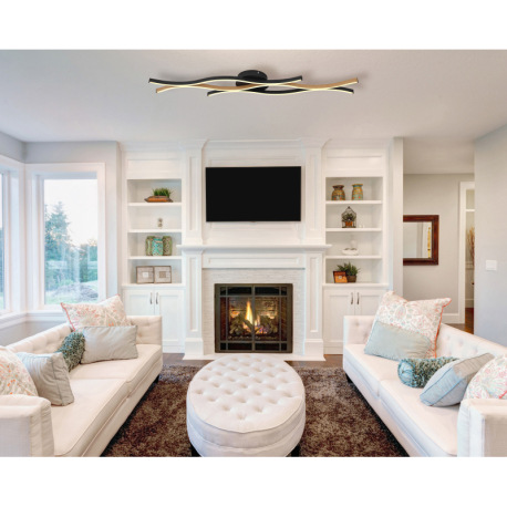 Stropné svietidlo kov čierny mat, plast biely, hliník čierny mat, hliník imitácia dreva, DxŠxV: 1080 1