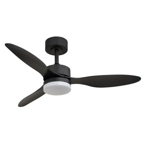 Stropný ventilátor, kov čierny, plast biely/čierny, stmievateľný, niekoľko úrovní pomocou nástenného 13