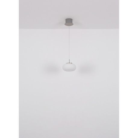 Závesné svietidlo, kov nikel matný, sklo biele, priehľadný kábel, DxŠxV: 1100x200x1500mm, výškovo na 6