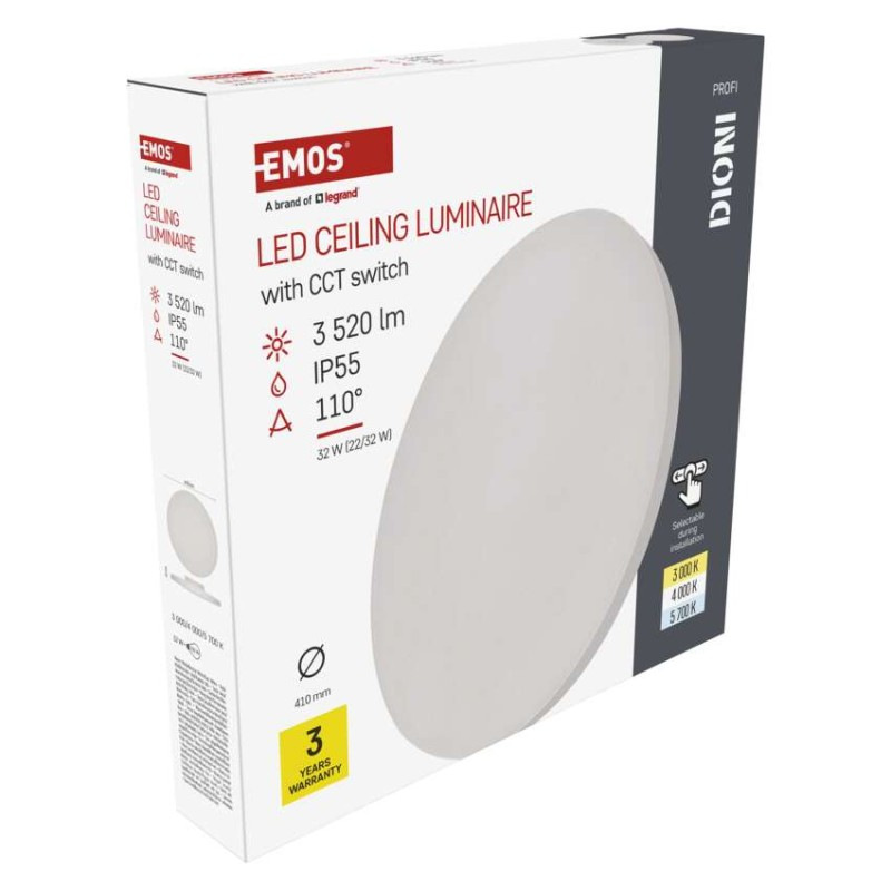 LED prisadené svietidlo DIONI, kruhové, biele, 32W, CCT 10