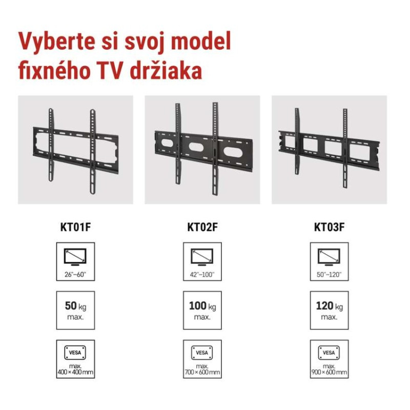 Pevný nástenný TV držiak 26-60" (65–152 cm) 4