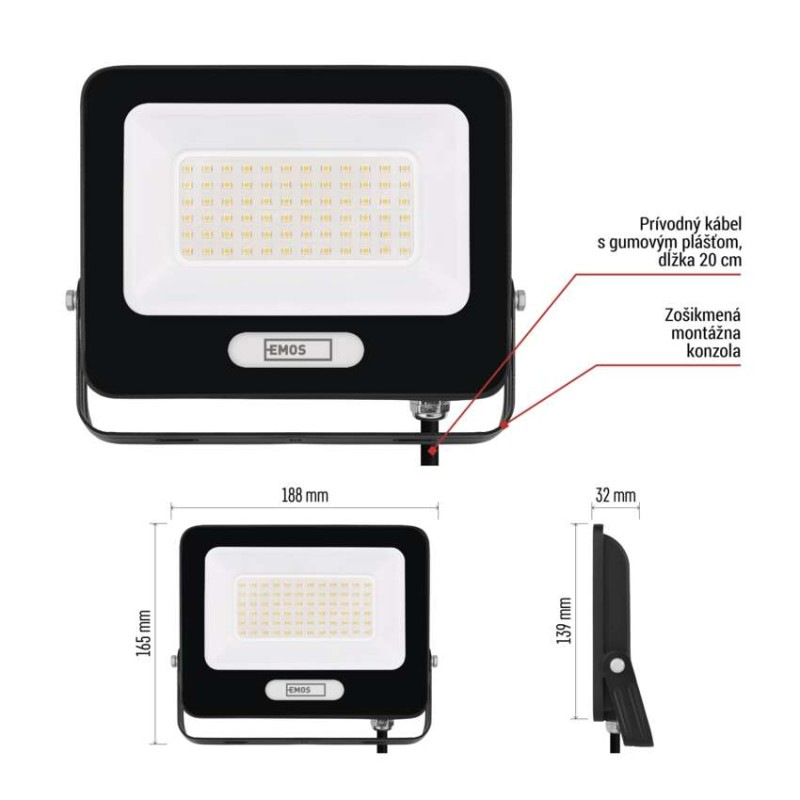 LED reflektor GLARO 50W, čierny, IP65, 5000 lm, neutrálna biela 9