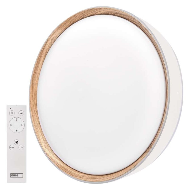 LED nástenné svietidlo ILVI, kruhové 45 W, stmievateľné so zmenou CCT, biela + drevo 1