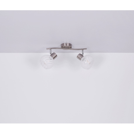 Nástenné svietidlo, nikel, sklo priehľadné biele, DxŠxV: 360x190x192, bez žiaroviek 2xE27, max. 40W 10