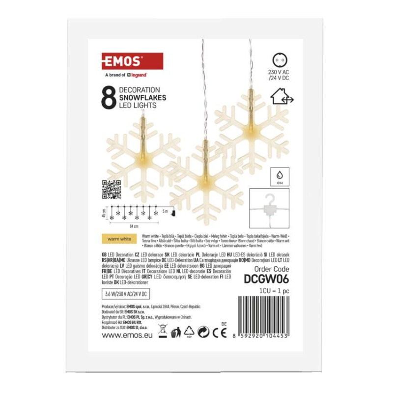 LED vianočný záves – snehové vločky, 84 cm, vnútorný, teplá biela 6