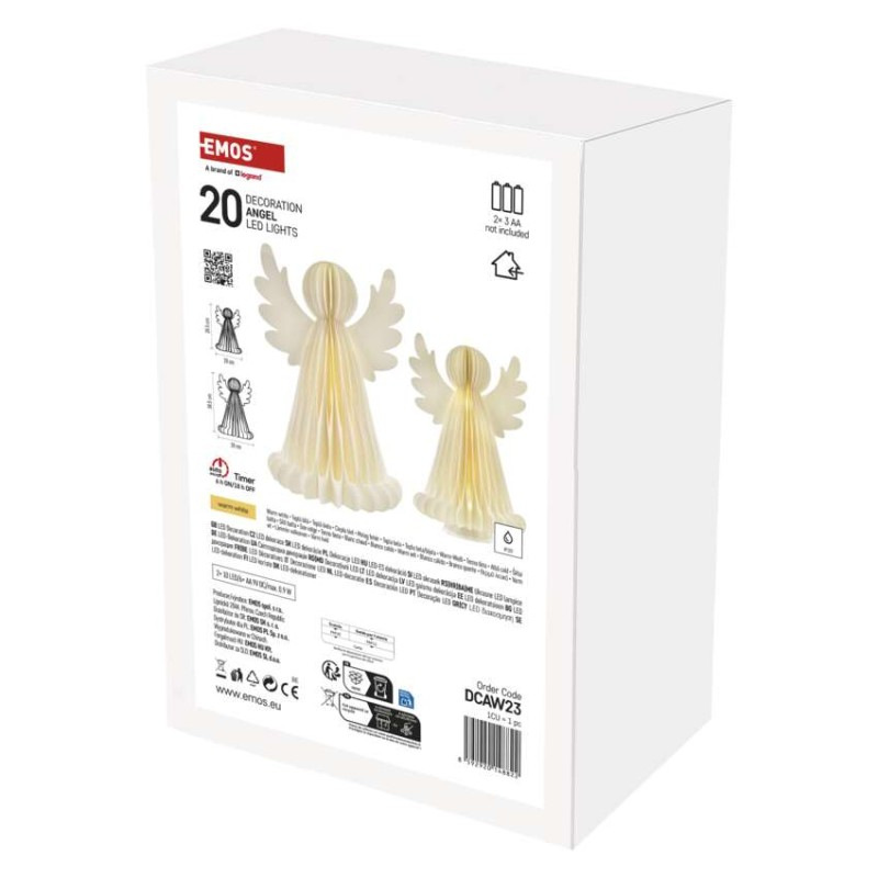 Vianočné papierové anjeli so stojanom, 2 ks, 28/38 cm, vnútorné 2