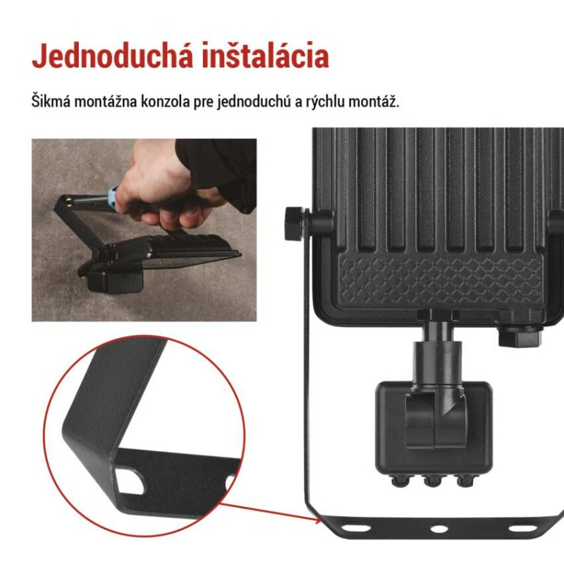 LED reflektor VISIO s pohybovým čidlom, 20 W, neutrálna biela, čierný 9