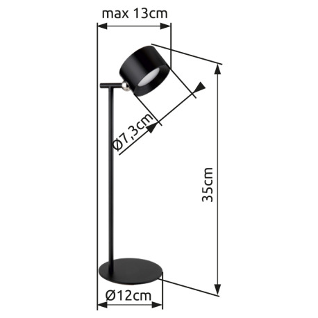 Nabíjateľná stolová lampa kov čierny, dotykový stmievač, pamäťová funkcia, bez adaptéra, bat CR18650 20