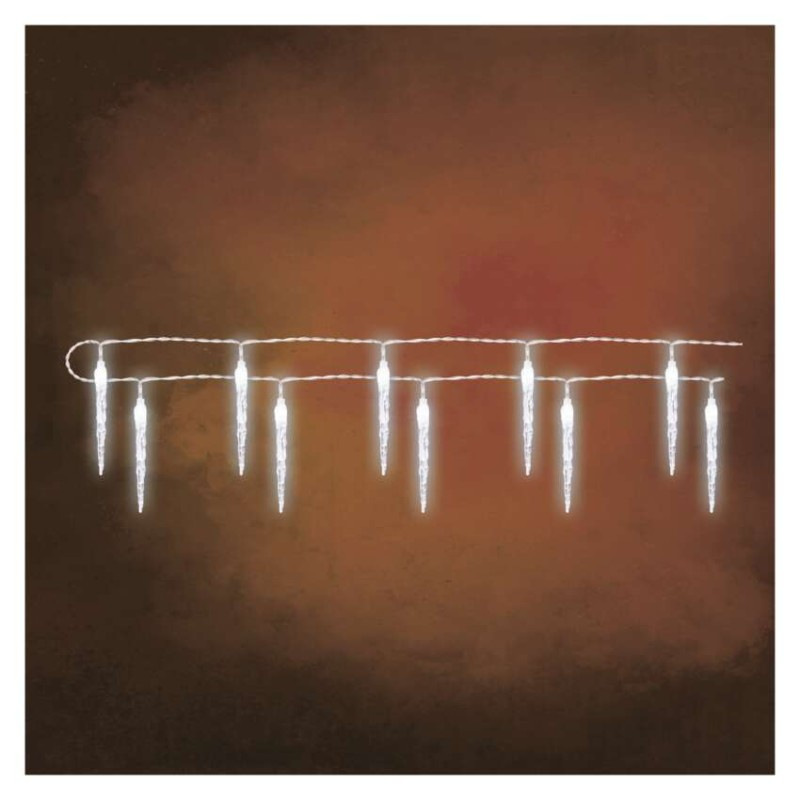 LED vianočná girlanda – 10x cencúľ, 1,35 m, 2x AA, vnútorná, studená biela, časovač 8